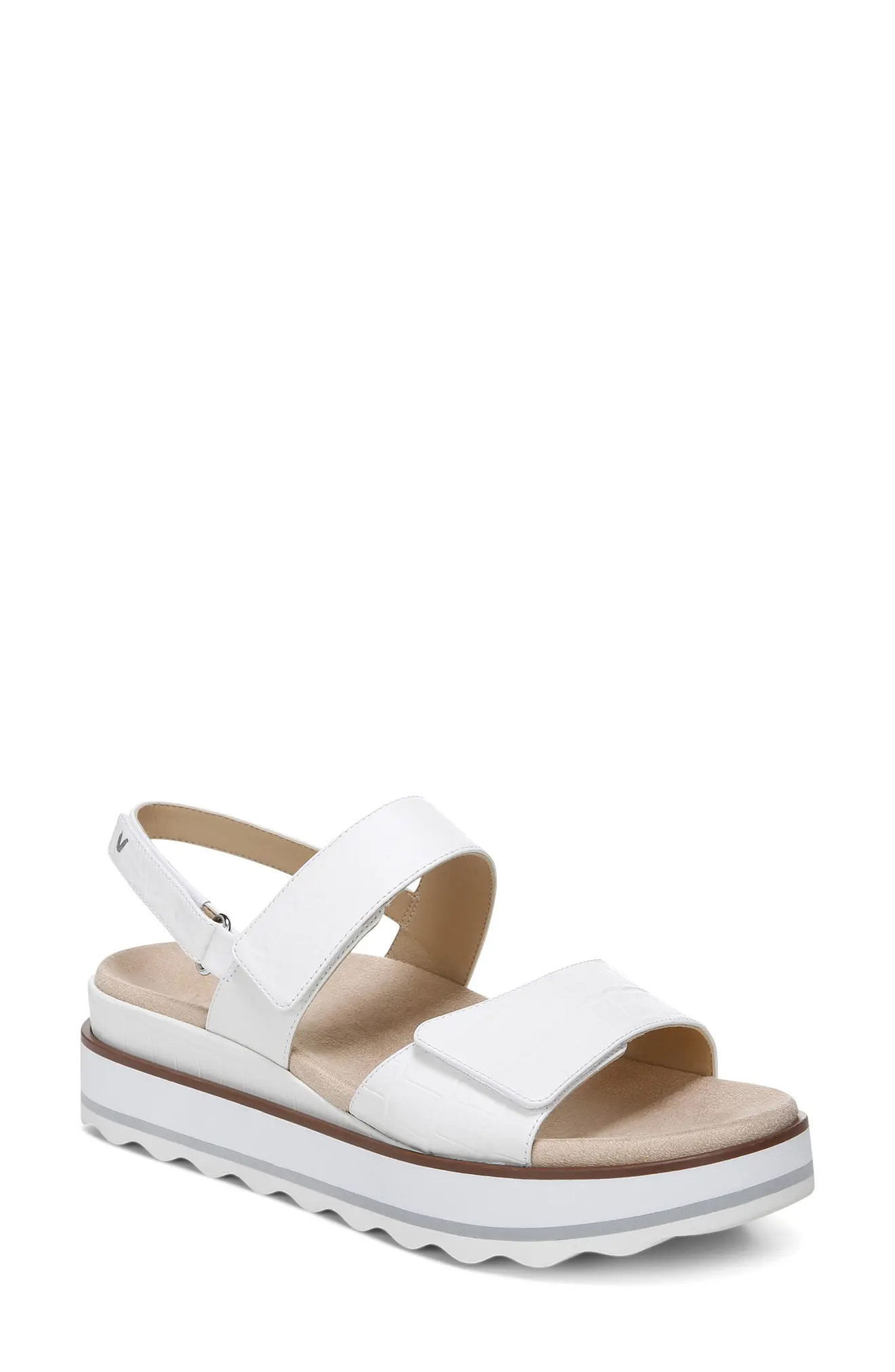 Vionic Brielle Platform Sandal in White Leather at Nordstrom, Size 8.5 | Nordstrom