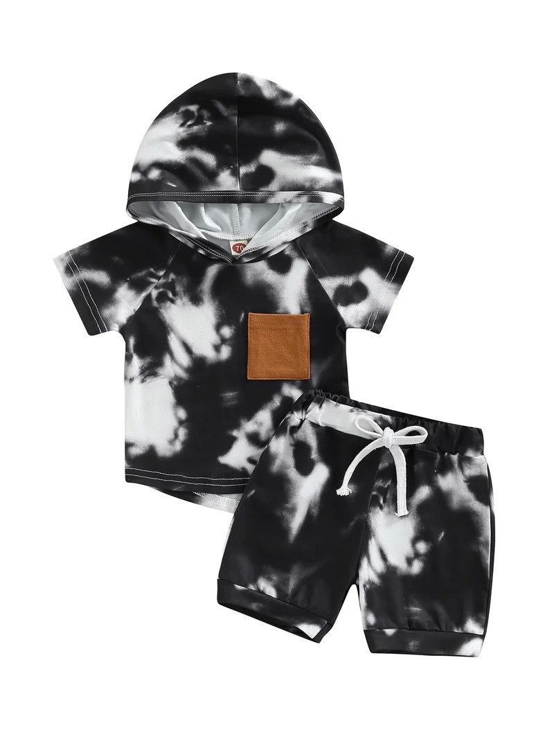 BagilaanoeBagilaanoe 2Pcs Toddler Baby Boy Short Pants Set Tie Dye Short Sleeve Hooded Pullover +... | Walmart (US)