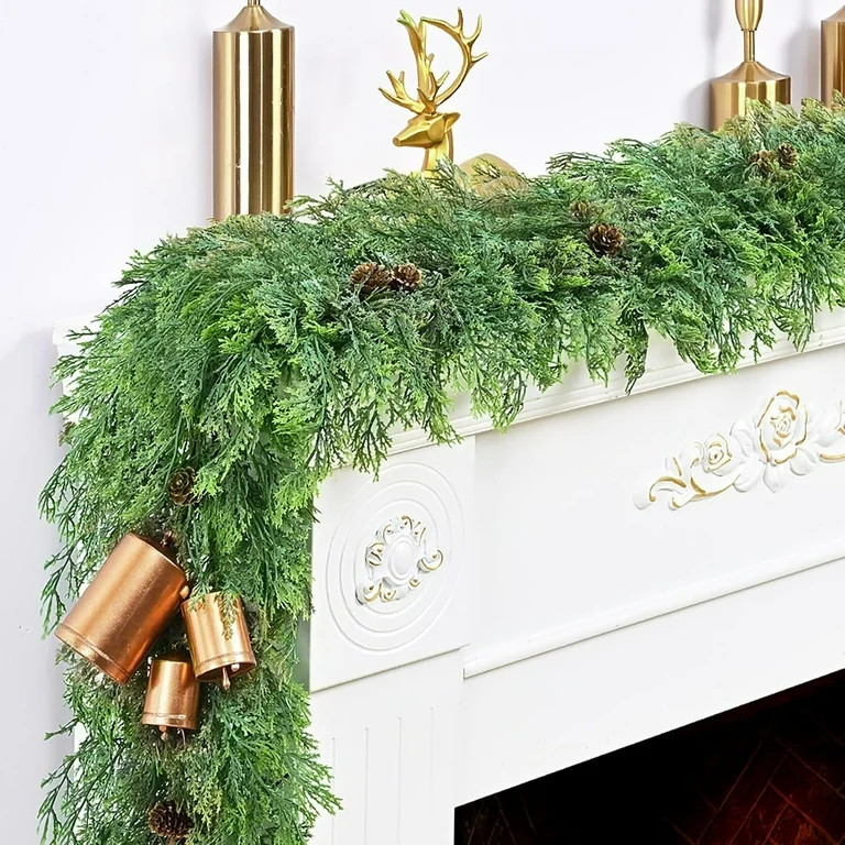 Lyacmy 6FT Christmas Garland for Mantel with Pine Cones Cedar Garland, Artificial Norfolk Pine Ga... | Walmart (US)