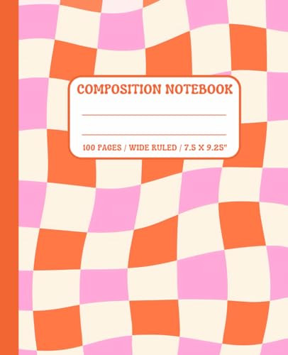 Composition Notebook Wide Ruled: Orange Pink Retro Wavy Checkered Preppy Aesthetic Journal For Cl... | Amazon (US)