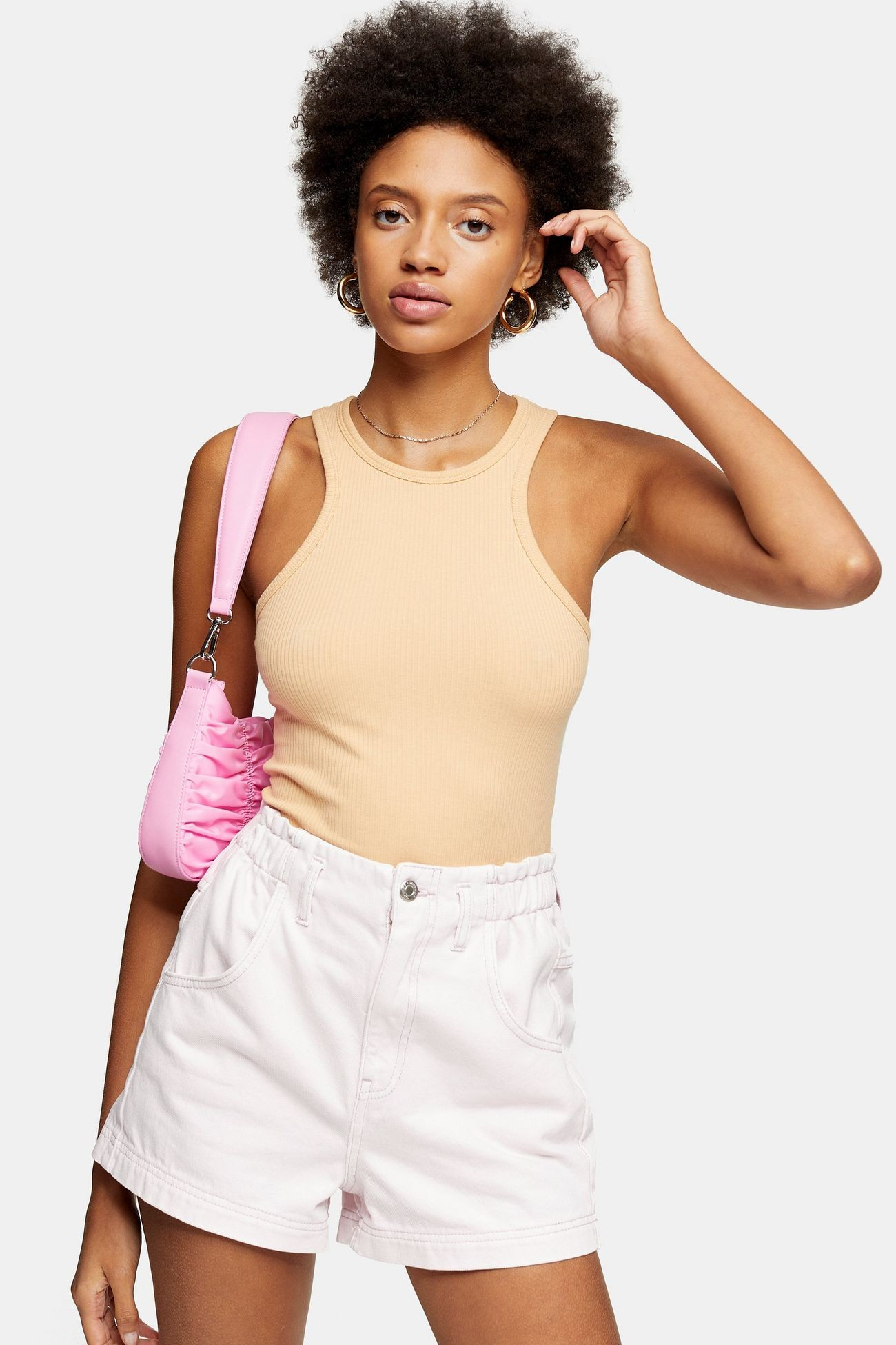 Sand Ribbed Racer Vest | Topshop UK