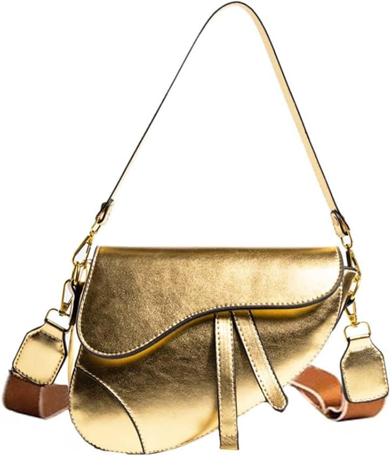 PURFANREE Women Trendy Small Clutch Purse Saddle Shoulder Bag Underarm Handbag Satchel HandBag Cr... | Amazon (US)