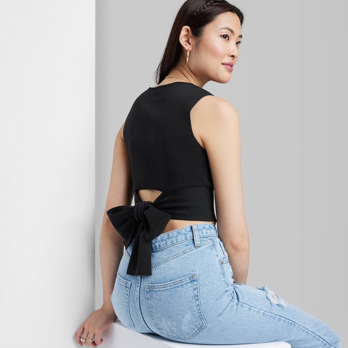 Women's Tie Back Crewneck Sweater Tank Top - Wild Fable™ | Target