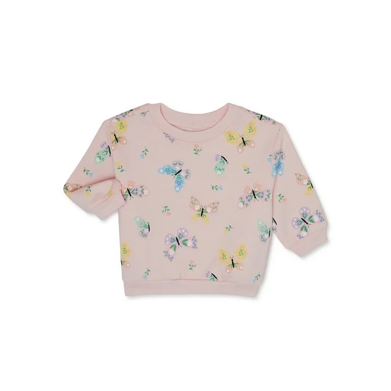 Garanimals Baby Girls Long Sleeve Printed Fleece Top, Sizes 0-24 Months | Walmart (US)