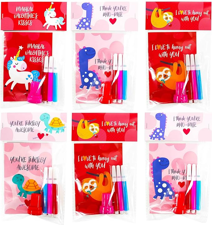 SUNCOLOR 28 Pack Valentines party favors for Kids School Classroom Exchange - Complete Non-Candy ... | Amazon (US)