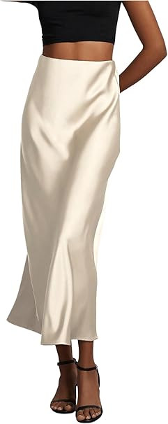 SHENHE Women's Satin Maxi Skirts High Waisted A Line Long Skirts Elegant Office Skirts | Amazon (US)