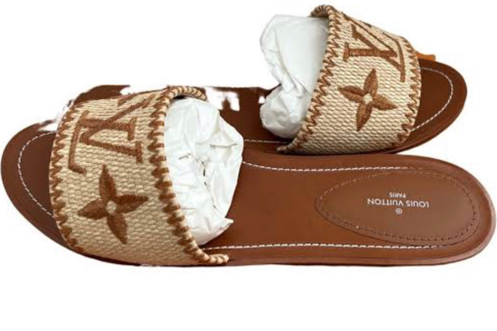 brown lv slippers