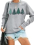 FASHGL Christmas Tree Sweatshirt Women Cute Christmas Tree Print Graphic Shirt Casual Long Sleeve... | Amazon (US)
