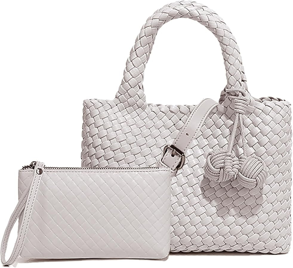 Woven Tote Bag for Women with Coin Purse, Foldable Chain Small Crossbody Handbags, Fashion Should... | Amazon (US)