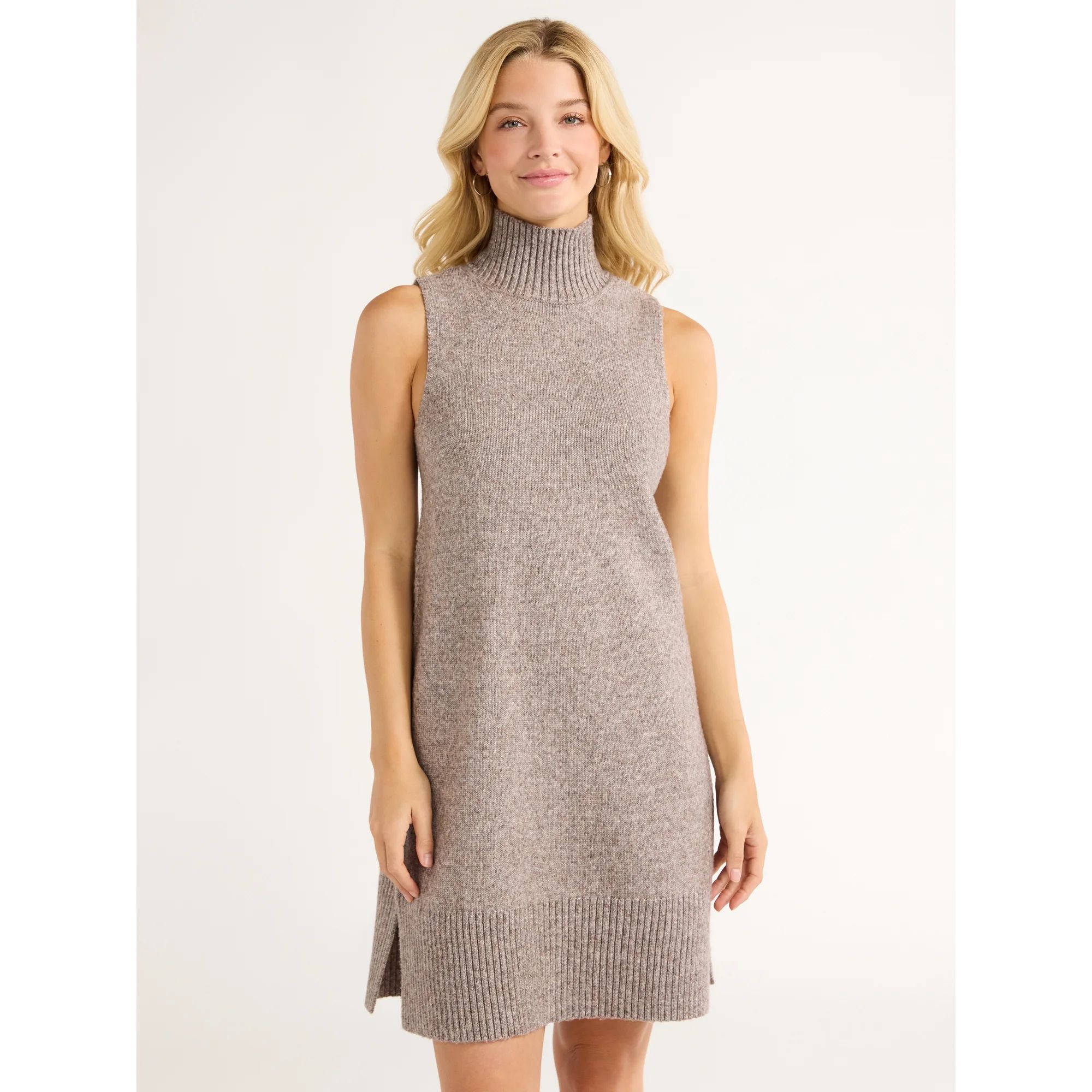 Free Assembly Women’s Sleeveless Turtleneck Sweater Mini Dress, Sizes XS-XXL | Walmart (US)