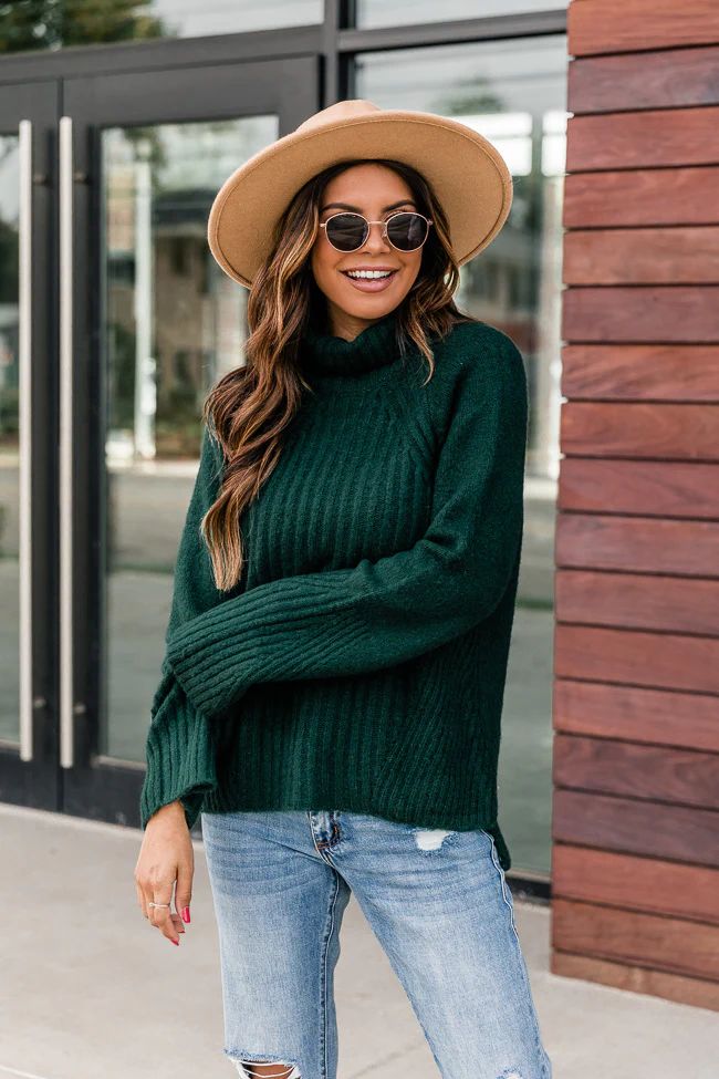 Meet On Main Street Green Ribbed Turtleneck Sweater FINAL SALE | The Pink Lily Boutique