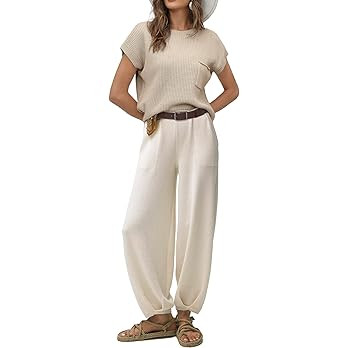 Ugerlov Women's Two Piece Outfits Sweater Sets Knit Pullover Tops and High Waisted Pants Lounge S... | Amazon (US)