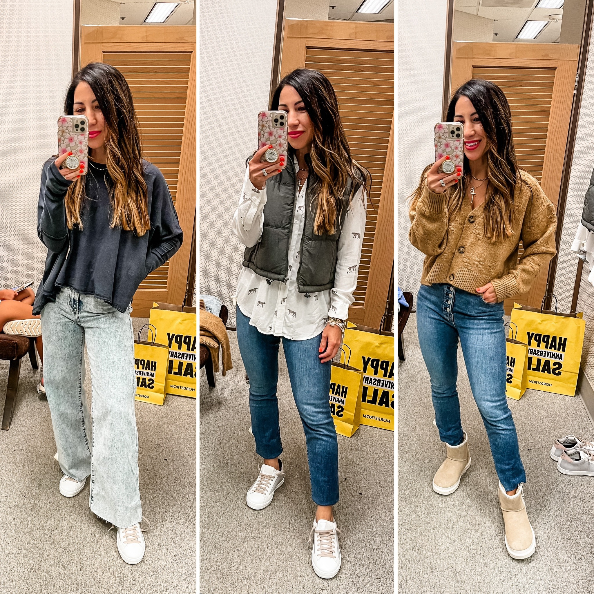 Nsale, Nordstrom anniversary sale, Nordstrom 

Look 1: jeans 26, tee shall 
Look 2: vest small, too small, jeans 2
Look 3: cardi small, jeans 2
Shoes tts 

#LTKsalealert #LTKunder50 #LTKxNSale