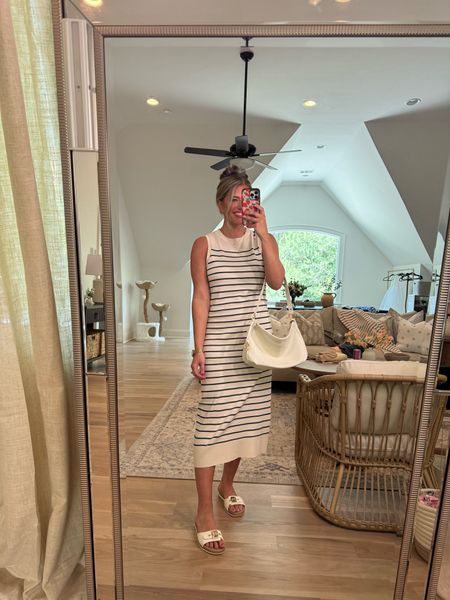 Walmart outfit! 
Sizing info: dress is TTS - I wear the size M & I’m 5’5. My waist is 29”, hips 40”, & bust 36.5”. Sandals & sneakers TTS  

Get ready with me church outfit midi dress striped dress old money aesthetic preppy summer dress outfit work midi dress mom dress comfy casual outfit summer 
@walmartfashion #walmartpartner #walmartfashion

#LTKStyleTip #LTKFindsUnder50 #LTKWorkwear