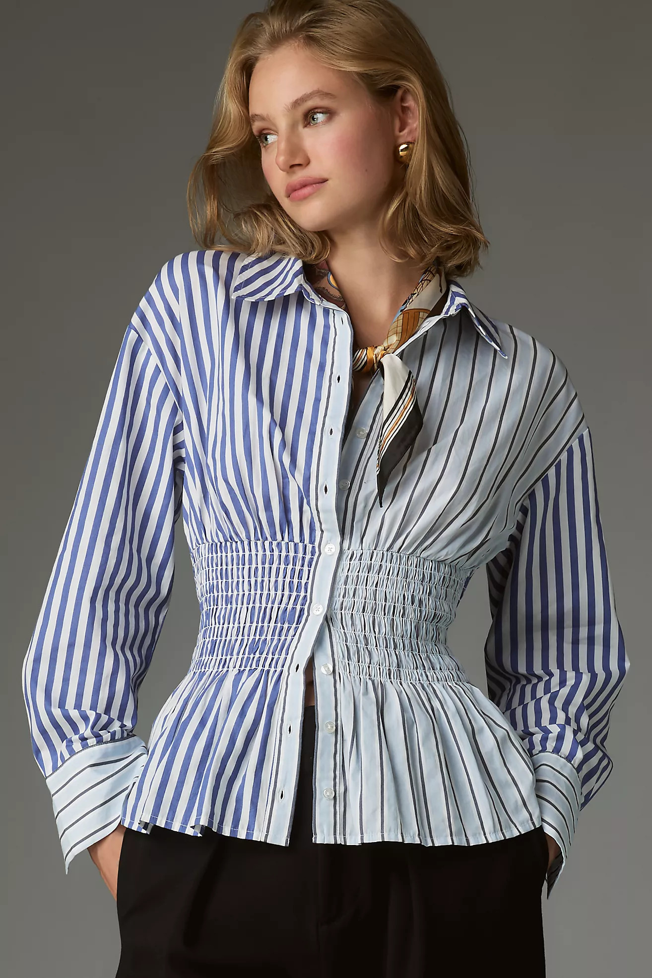 Maeve Smocked Buttondown Shirt | Anthropologie (US)