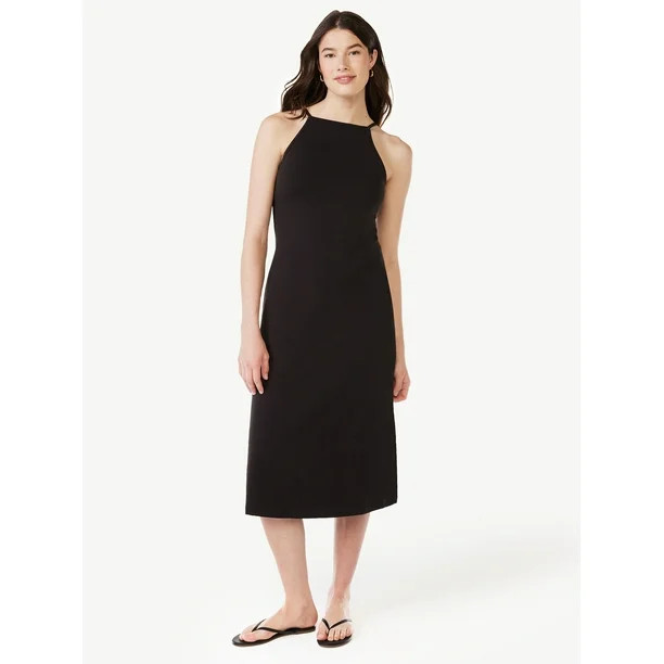 Free Assembly Sleeveless Halter Midi Dress, Sizes XS-XXL | Walmart (US)