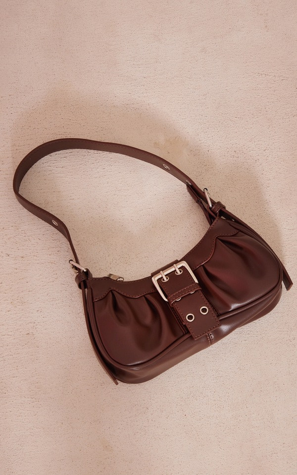 Brown Pu Eyelet Buckle Shoulder Bag | PrettyLittleThing US