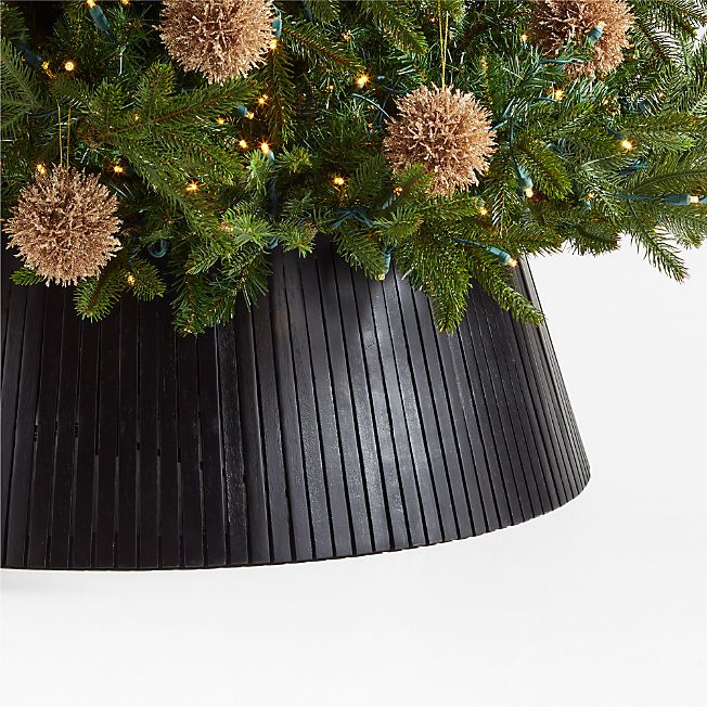 Skei Extra-Large Black Wood Christmas Tree Collar + Reviews | Crate & Barrel | Crate & Barrel