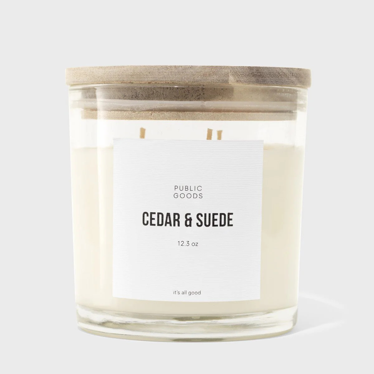 Cedar & Suede Soy Candle (3 Wick, 12.3oz) | Public Goods