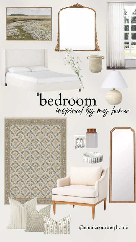 Bedroom decor for neural floral feminine bedroom with trendy Morris rug and throw pillow that coordinates really well. Plus timeless bed frame 

#LTKhome #LTKsalealert #LTKSeasonal