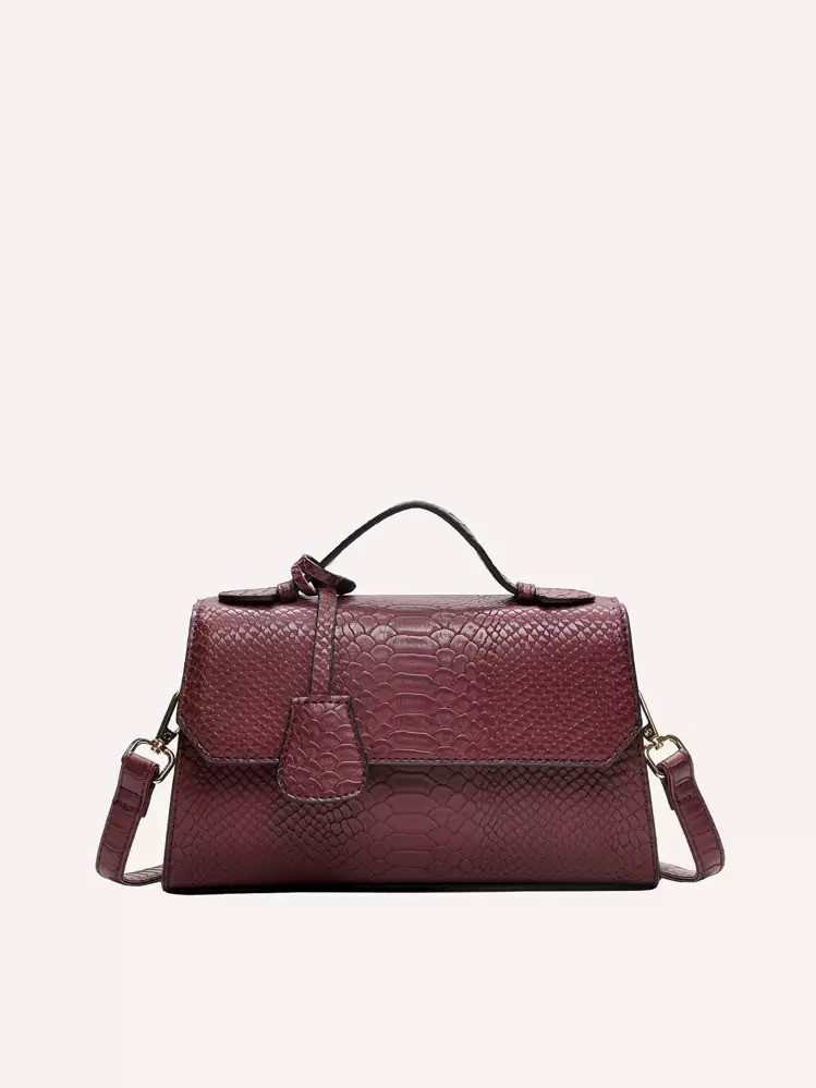 VANESSA MAY 1 Pieza Bolso/Bolso Bandolera Ligero De Unicolor Con Textura De Patrón De Piel De Serpiente, Para Uso Casual, De Viaje O De Negocios, Accesorio, Apto Para Otoño/Invierno, Vacaciones Y Como Regalo | SHEIN