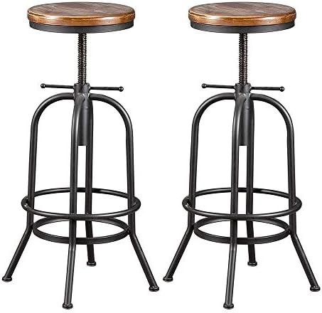 BOKKOLIK Set of 2-Industrial Bar Stool-Retro 26-32.3inch Swivel Stools-Extra Tall Kitchen Chair-B... | Amazon (US)