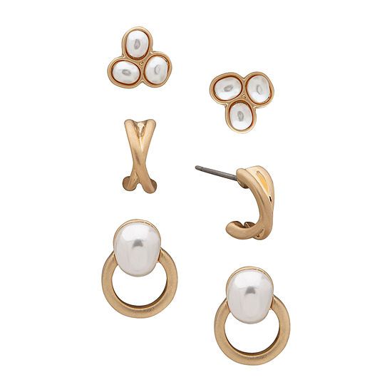 a.n.a Simulated Pearl 3 Pair Earring Set | JCPenney