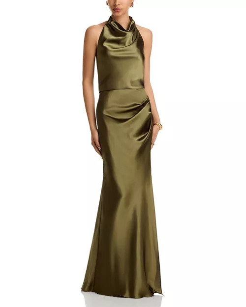 AQUA Draped Halter Gown - Exclusive | Bloomingdale's Women | Bloomingdale's (AU)