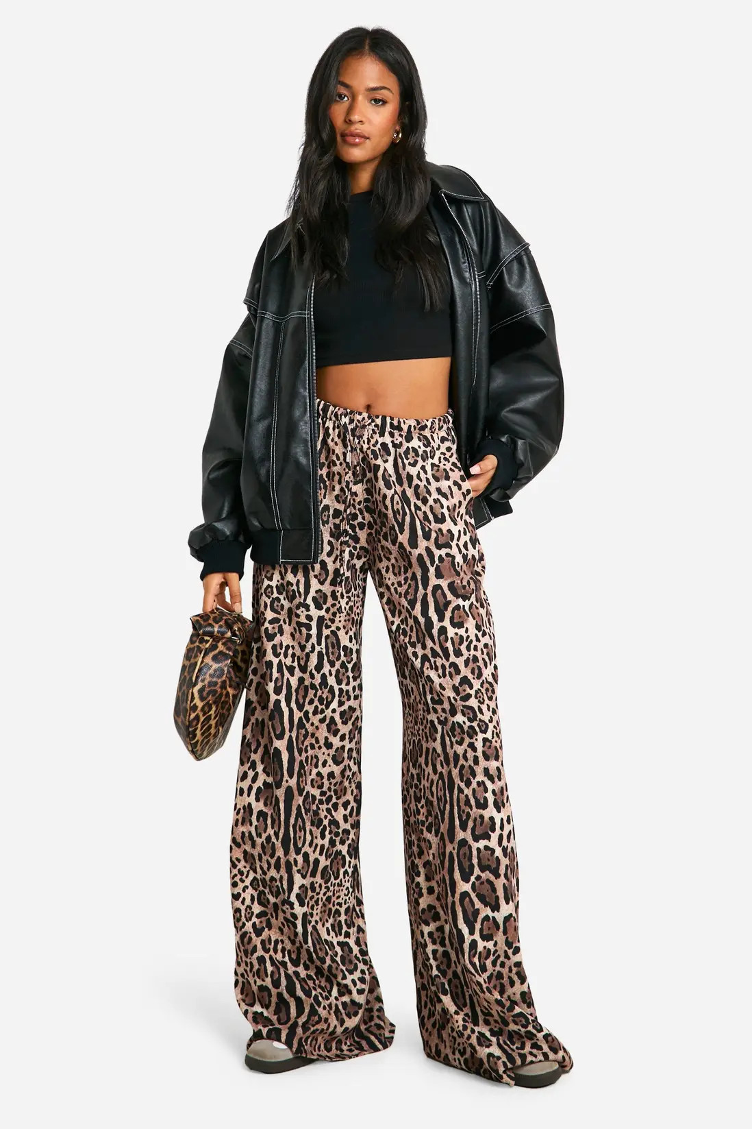 Tall Animal Print Wide Leg Trouser | boohoo (US & Canada)