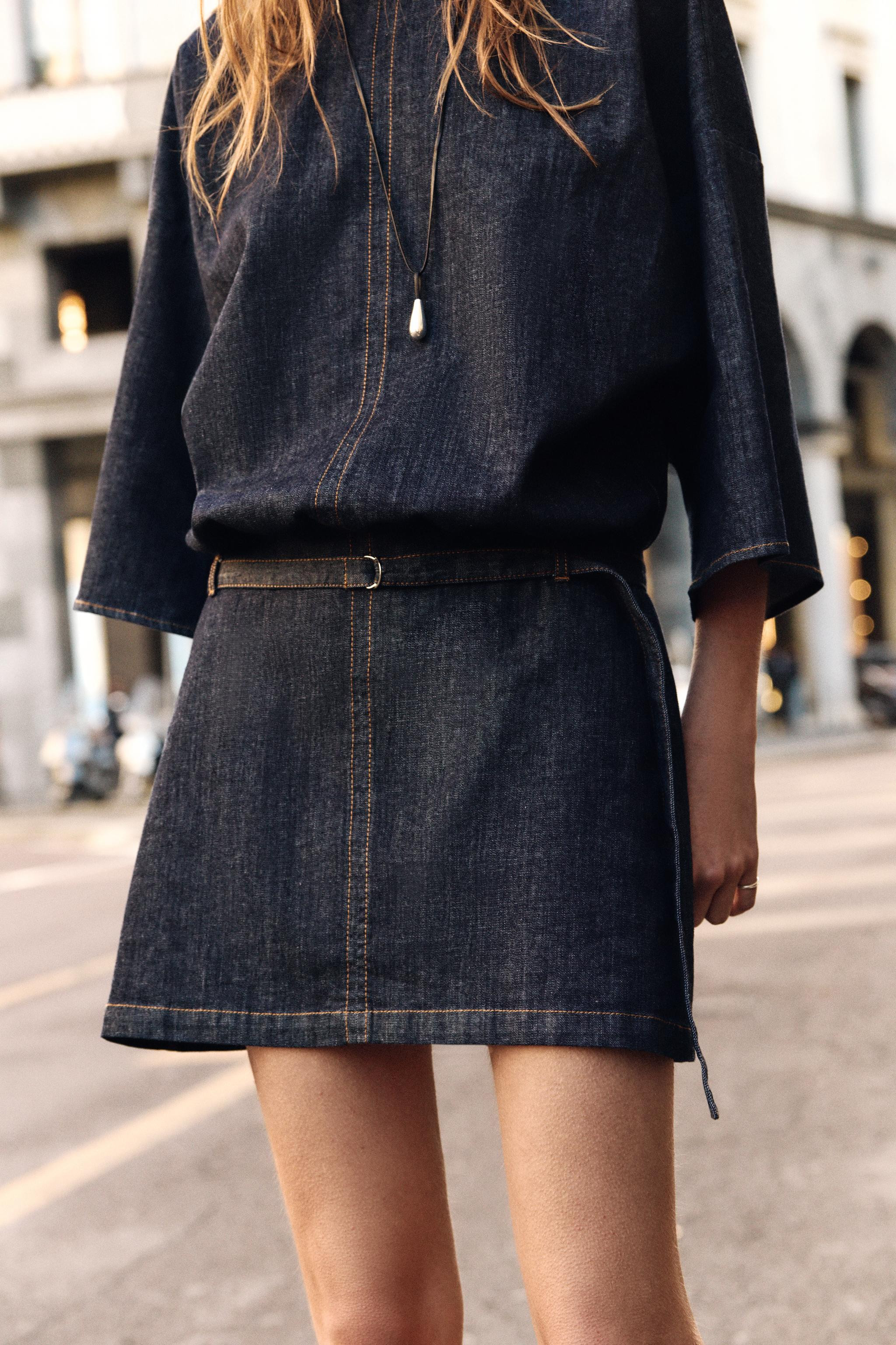 Z1975 BELTED DENIM DRESS | Zara US