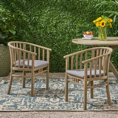 Outdoor Wooden Dining Chairs With Cushions, Set Of 2 Kitchen Chairs Modern Dining Chairs Outdoor Dining Chairs | Wayfair North America