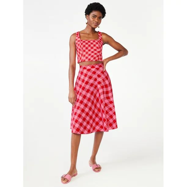 Scoop Women's High Waisted Poplin Midi Skirt, Sizes XS-XXL | Walmart (US)