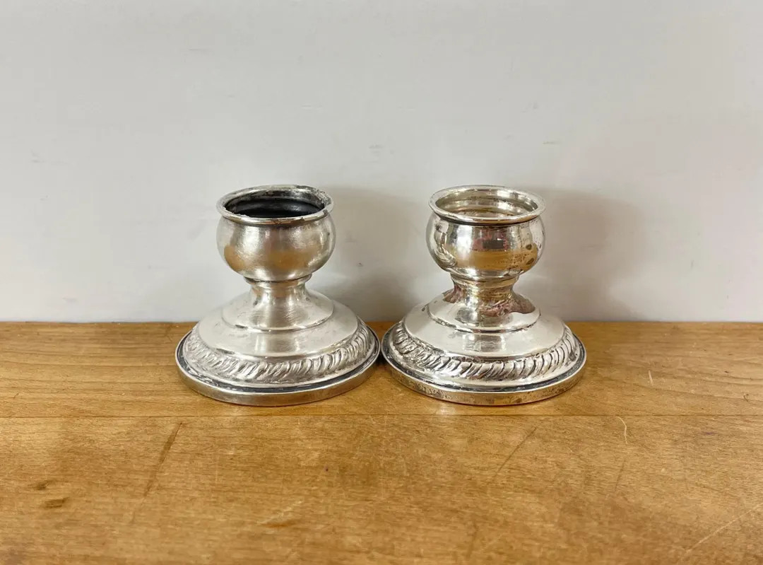 Newport Sterling Weighted Small Silver Candle Holders, Old Repurposed Salt and Pepper Shakers, Se... | Etsy (US)