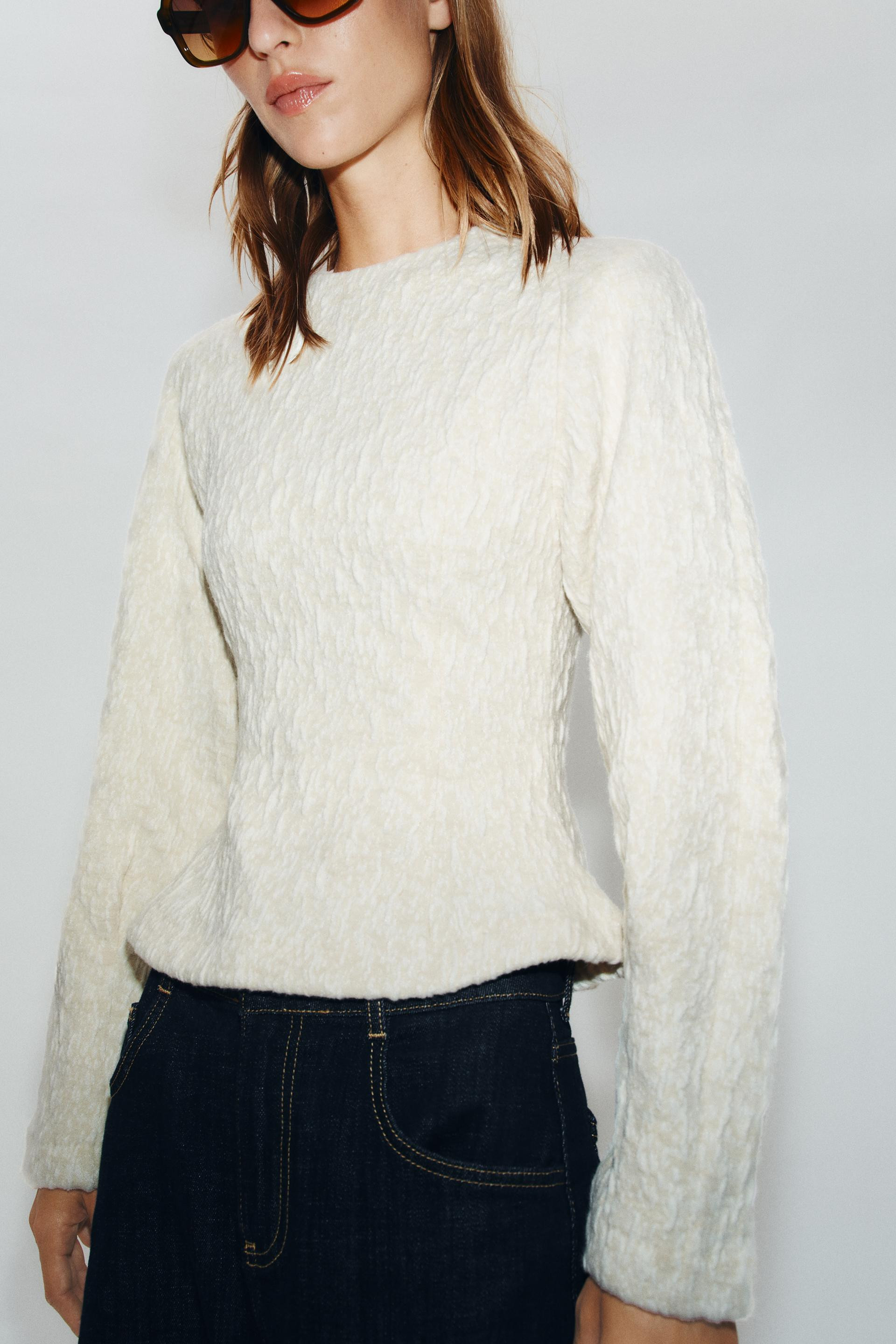 Zara - Embroidered Flowy Blouse - Women - Vanilla - Women | Zara US