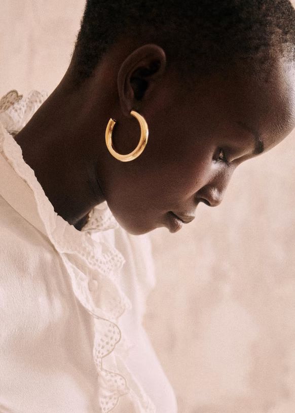 June Hoops Earrings - Golden - Brass - Sézane | Sezane Paris