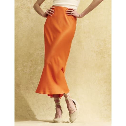 Orange Satin Slip Mila Midi Skirt | Nobody's Child