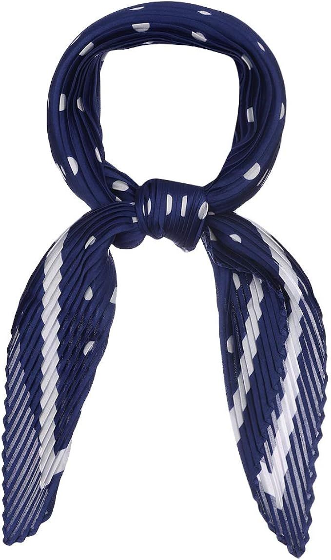 Allegra K 50s Pleated Neck Scarf for Women Rhombus Handkerchief Polka Dots Bandana Hair Wraps Hea... | Amazon (US)