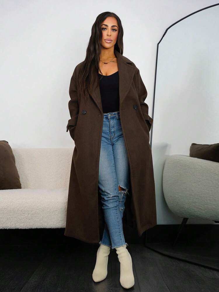 SAYEHFBABY Autumn/Winter New Loose Soft Woolen Oversize Coat For Women, Elegant Style | SHEIN