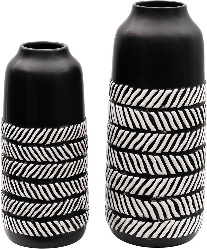 TERESA'S COLLECTIONS Black and White Vase for Home Decor, Boho Ceramic Vases Accents, Decorative ... | Amazon (US)