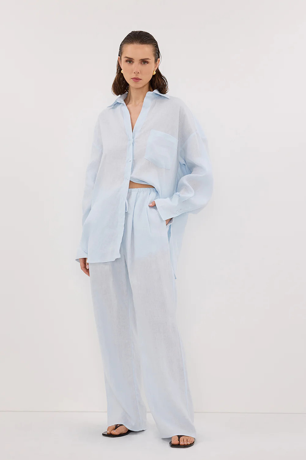 ELLIS ICE BLUE LINEN PANT | DISSH