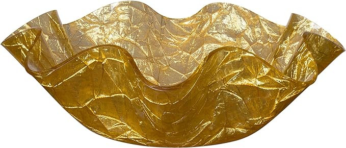 Tehila Collection Lucite Large Serving Bowl with Textured Gold Crumple Pattern 13 1/4 Inch x 4 1/... | Amazon (US)