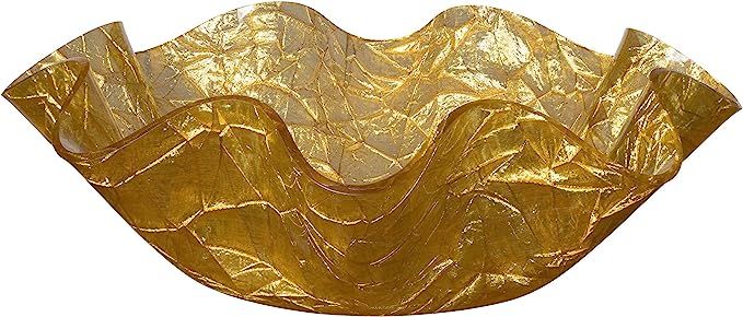 Tehila Collection Lucite Large Serving Bowl with Textured Gold Crumple Pattern 13 1/4 Inch x 4 1/... | Amazon (US)