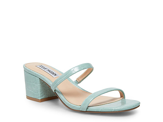 Steve Madden Issy Sandal - Women's - Mint Green Croc Print Faux Leather | DSW