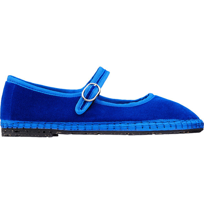 Women's Oe Piped Velvet Mary Jane Shoes, Electric Blue | Maisonette