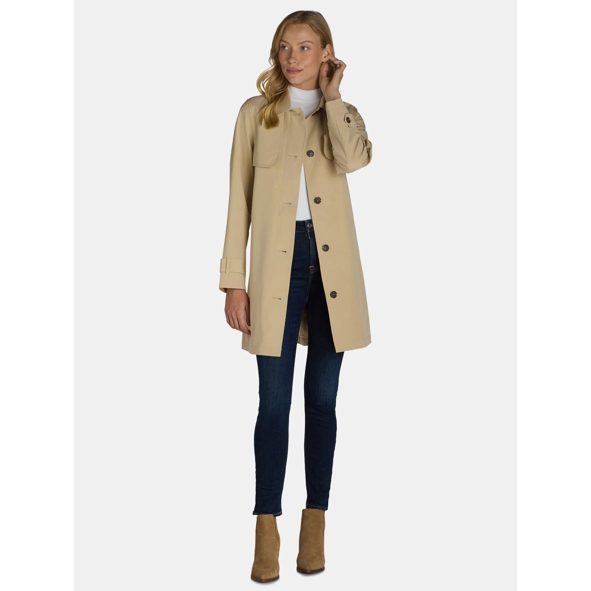 Time and Tru Women's and Women's Plus Trench Coat, Sizes XS-3X | Walmart (US)