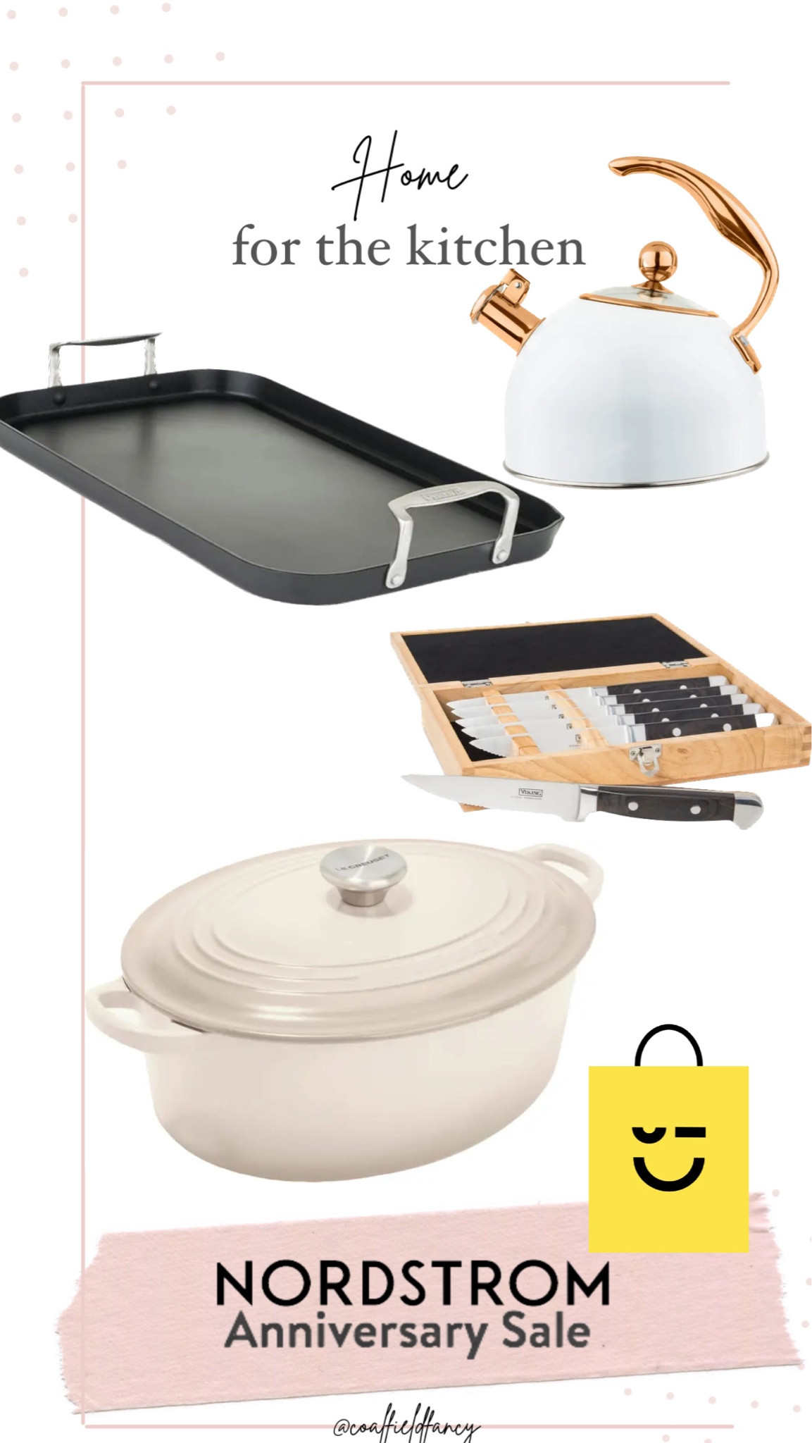 Nordstrom Anniversary Home
Dutch oven 
Knife set
Tea kettle 
Griddle 

#LTKhome #LTKxNSale
