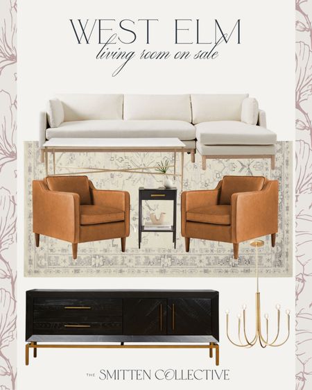 West Elm living room design - on sale!

ivory chaise sectional sofa, leather accent chair, black credenza sideboard, neutral rug, gold chandelier 

#LTKhome #LTKsalealert #LTKstyletip