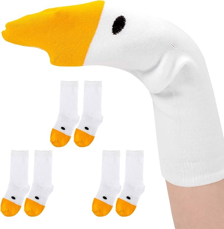 Cosweet 3 Pairs Goose Head Socks- Novelty Untitled Geese Game Socks Funny Goose Animal Sock Puppe... | Amazon (US)