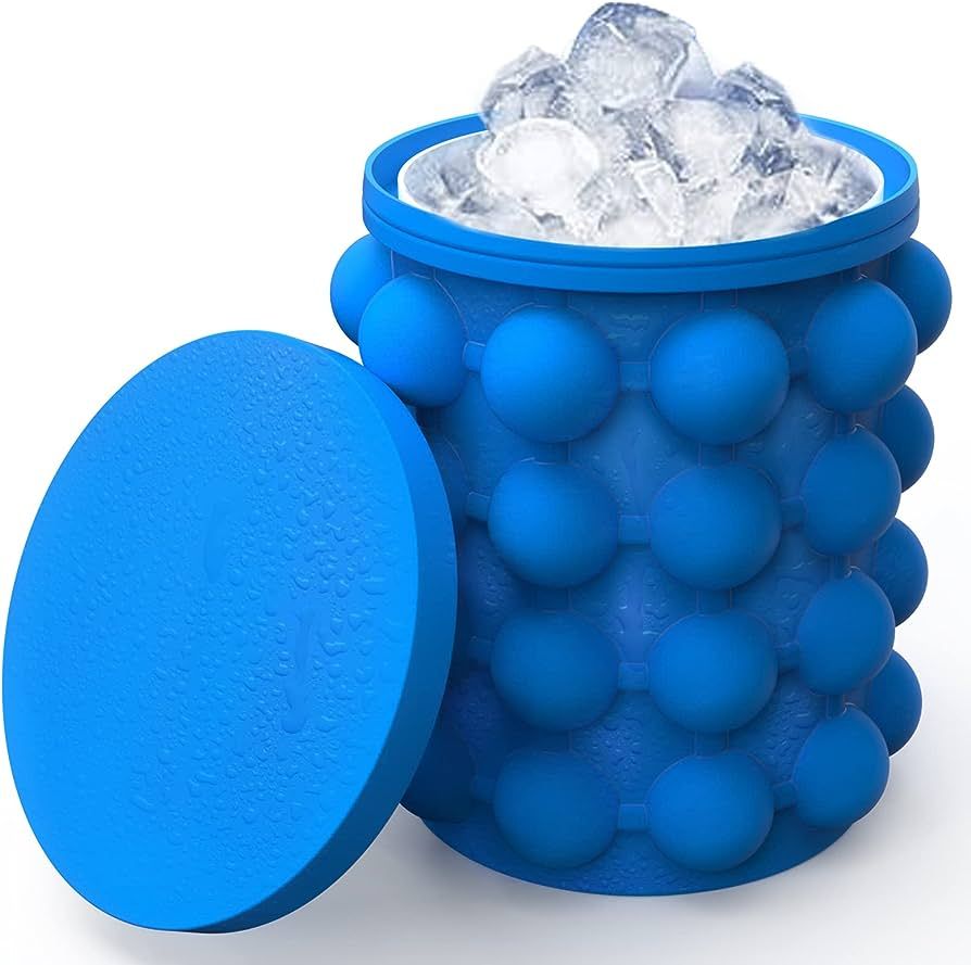 ALLADINBOX Ice Cube Mold Ice Trays, Large Silicone Ice Bucket, (2 in 1) Ice Cube Maker, Round,Por... | Amazon (US)