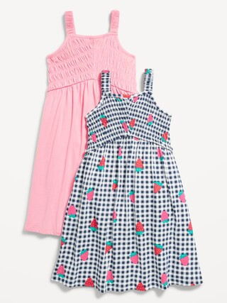 2-Pack Fit & Flare Sleeveless Smocked Dress for Girls | Old Navy (US)